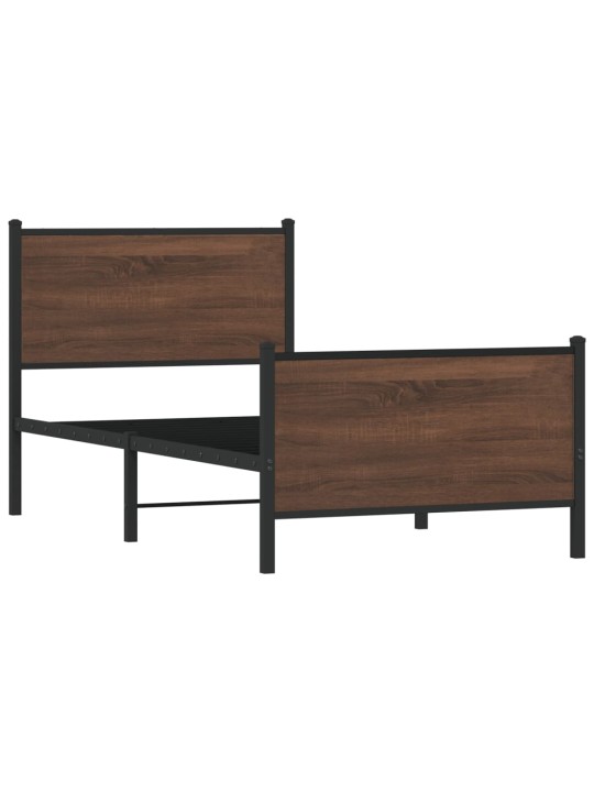 Kovový rám postele bez matrace hnědý dub 75 x 190 cm