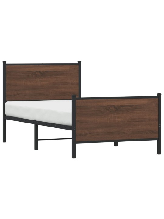 Kovový rám postele bez matrace hnědý dub 75 x 190 cm