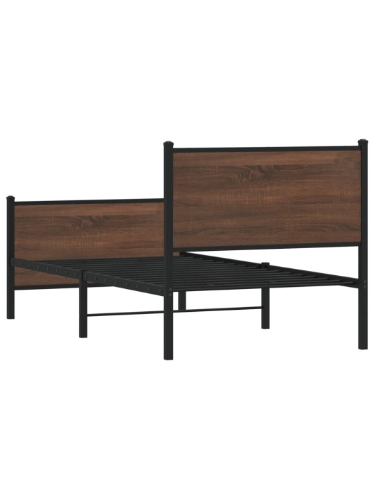 Kovový rám postele bez matrace hnědý dub 75 x 190 cm