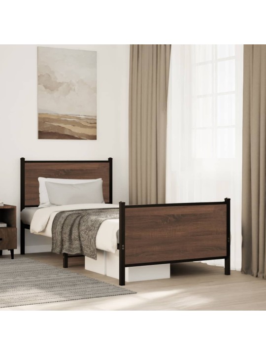 Kovový rám postele bez matrace hnědý dub 80 x 200 cm