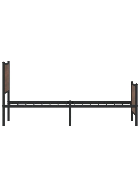 Kovový rám postele bez matrace hnědý dub 90 x 200 cm