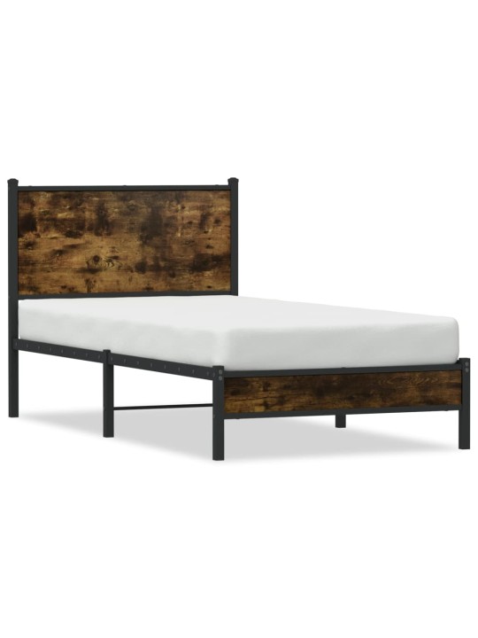 Kovový rám postele bez matrace kouřový dub 75 x 190 cm