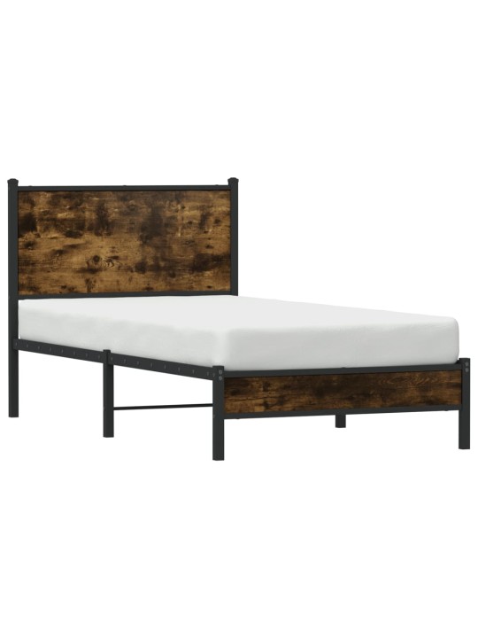 Kovový rám postele bez matrace kouřový dub 75 x 190 cm