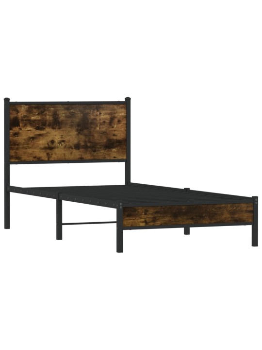 Kovový rám postele bez matrace kouřový dub 80 x 200 cm