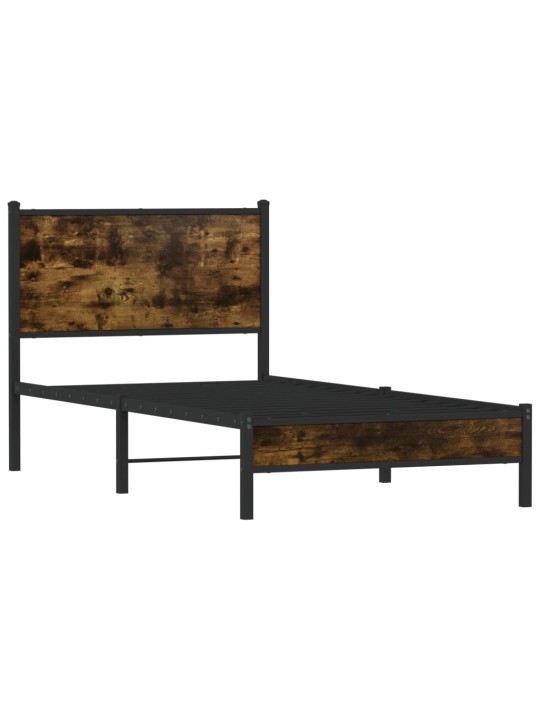 Kovový rám postele bez matrace kouřový dub 90 x 190 cm