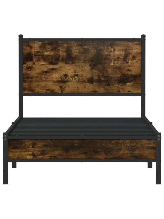 Kovový rám postele bez matrace kouřový dub 90 x 190 cm