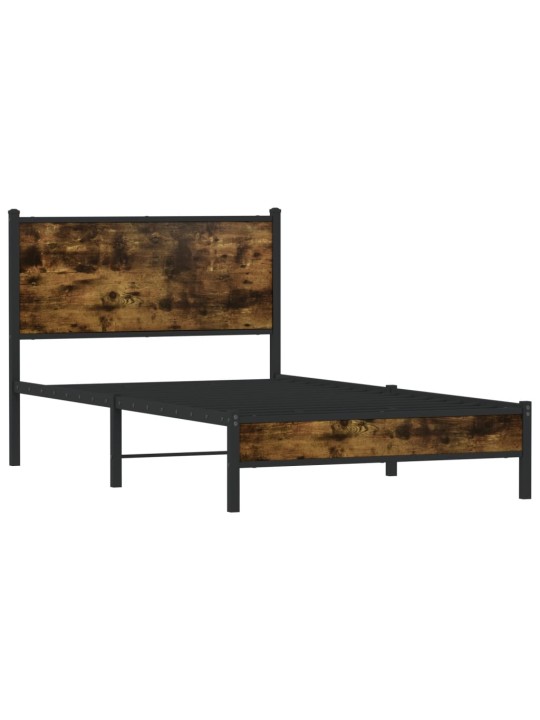 Kovový rám postele bez matrace kouřový dub 100 x 200 cm