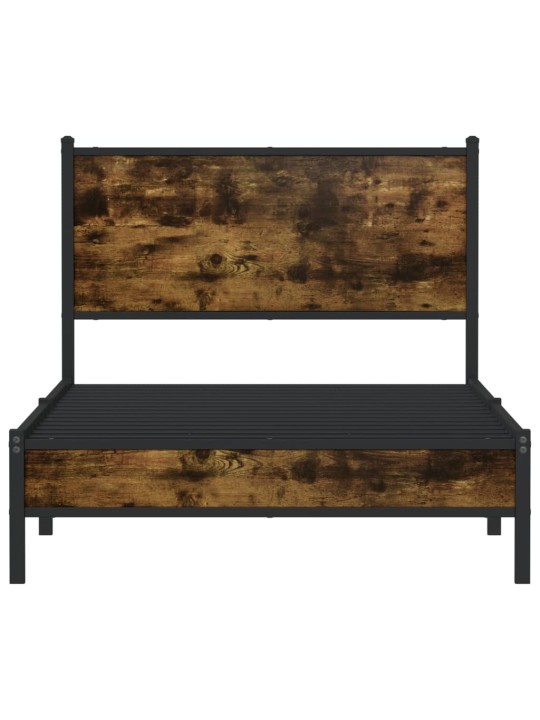 Kovový rám postele bez matrace kouřový dub 100 x 200 cm
