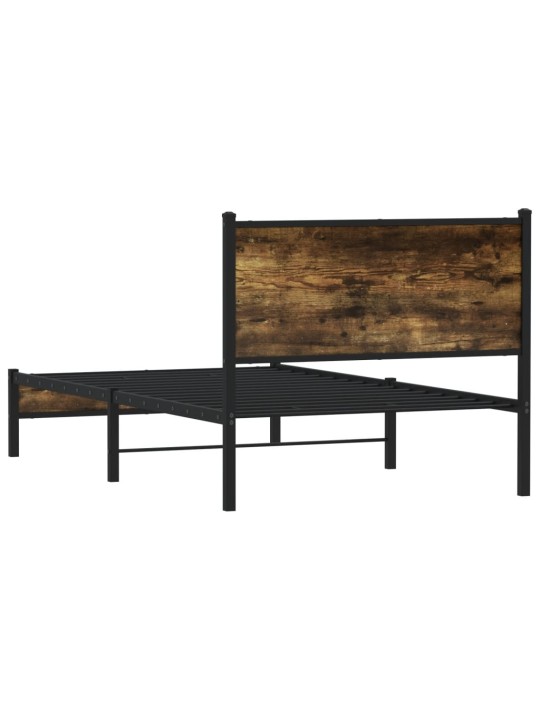 Kovový rám postele bez matrace kouřový dub 100 x 200 cm