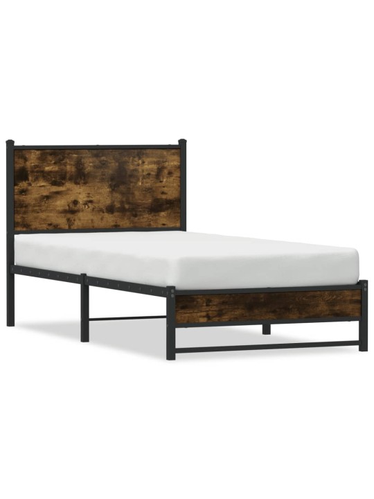 Kovový rám postele bez matrace kouřový dub 75 x 190 cm