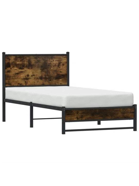 Kovový rám postele bez matrace kouřový dub 75 x 190 cm
