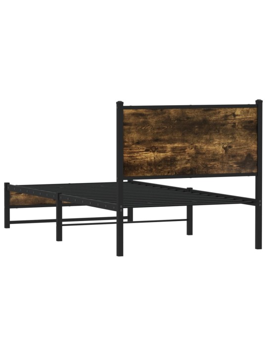 Kovový rám postele bez matrace kouřový dub 75 x 190 cm