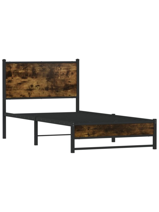 Kovový rám postele bez matrace kouřový dub 90 x 190 cm