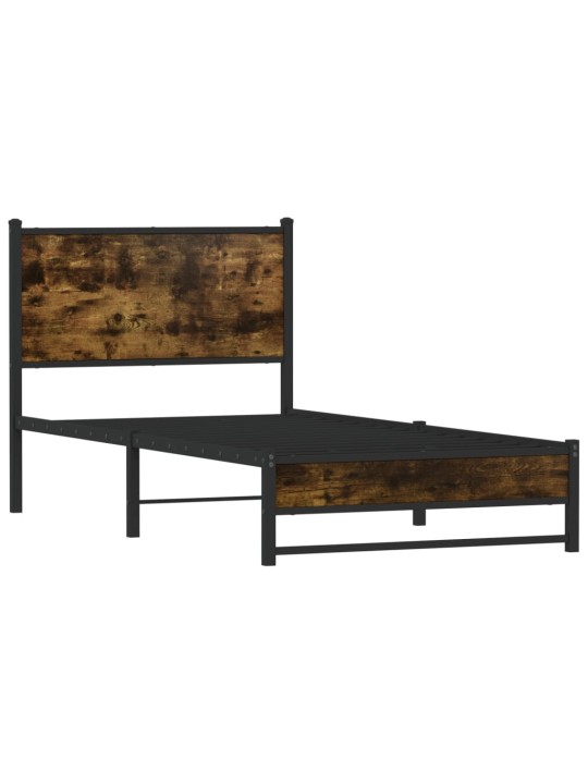 Kovový rám postele bez matrace kouřový dub 90 x 200 cm