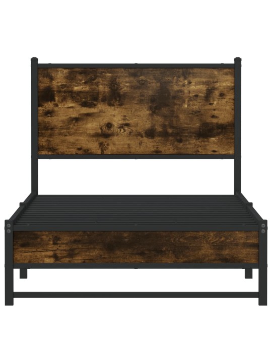 Kovový rám postele bez matrace kouřový dub 90 x 200 cm