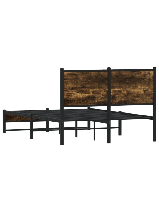 Kovový rám postele bez matrace kouřový dub 120 x 200 cm