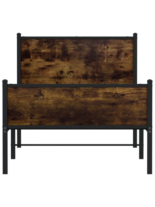 Kovový rám postele bez matrace kouřový dub 90 x 200 cm