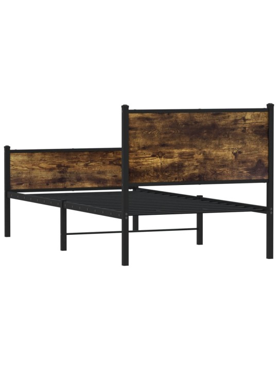 Kovový rám postele bez matrace kouřový dub 90 x 200 cm