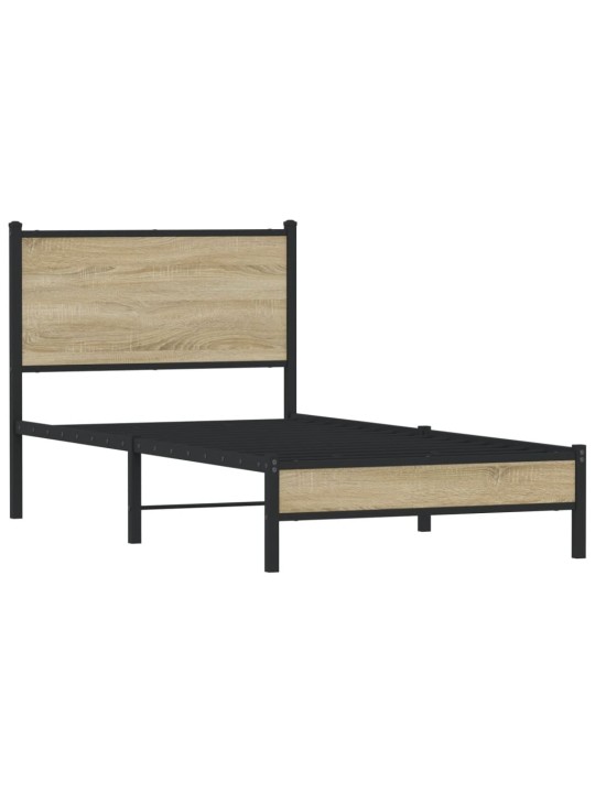 Kovový rám postele bez matrace dub sonoma 90 x 190 cm