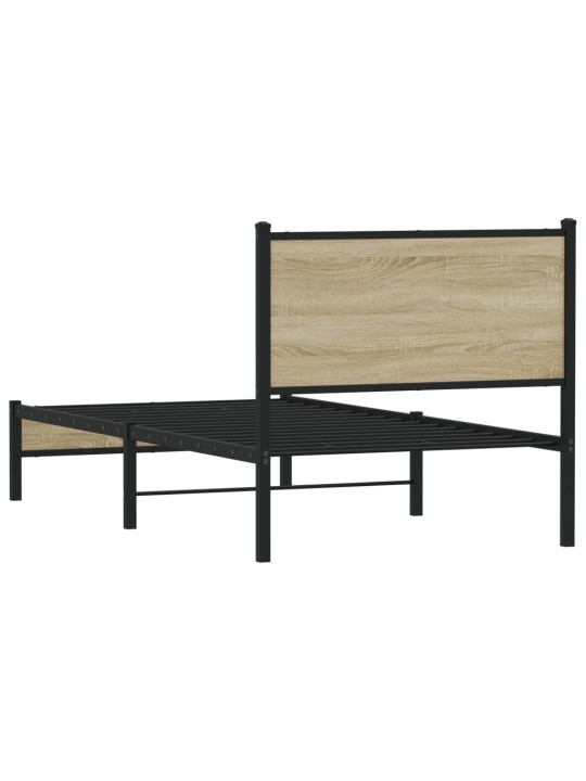 Kovový rám postele bez matrace dub sonoma 90 x 190 cm