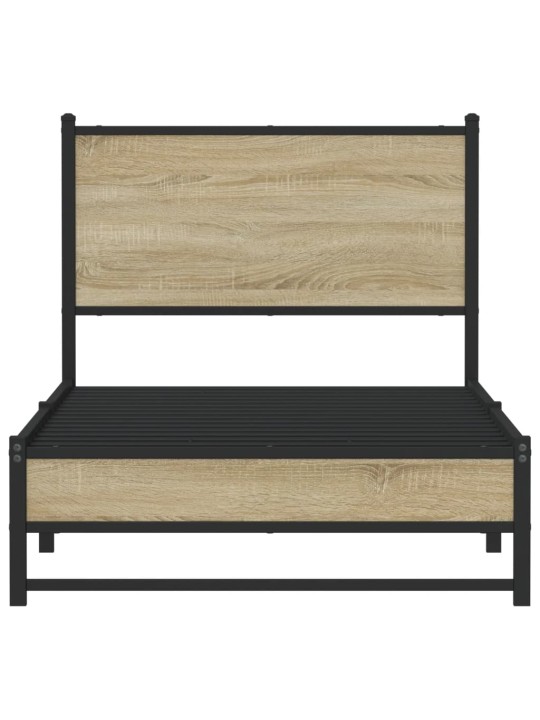 Kovový rám postele bez matrace dub sonoma 75 x 190 cm