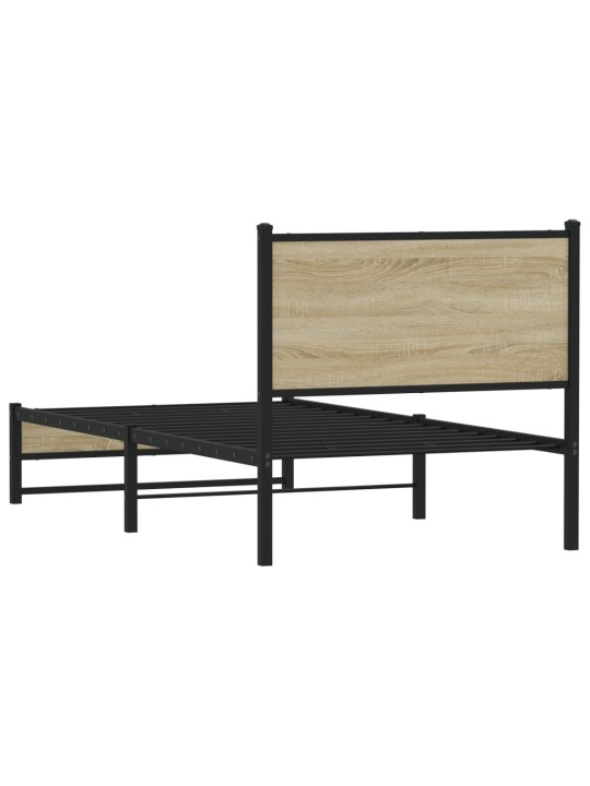 Kovový rám postele bez matrace dub sonoma 75 x 190 cm