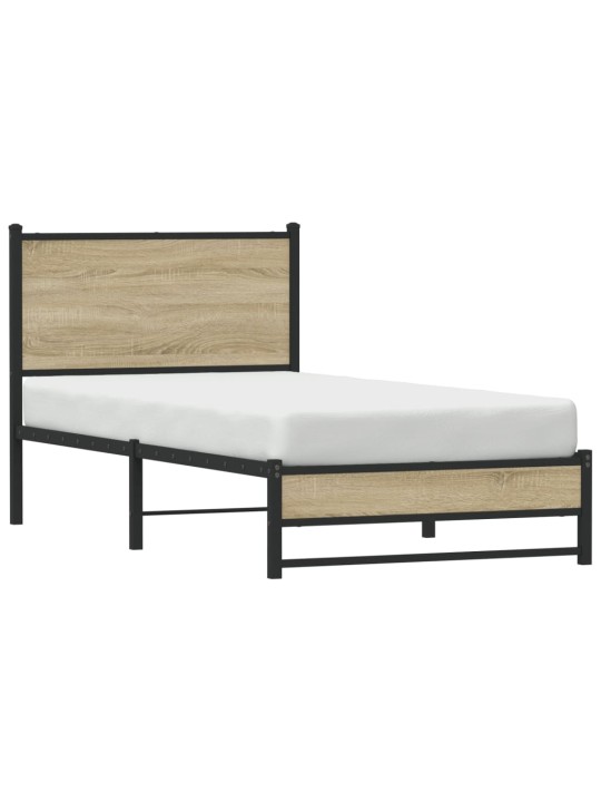 Kovový rám postele bez matrace dub sonoma 80 x 200 cm