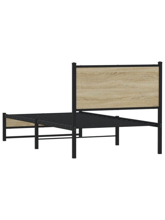 Kovový rám postele bez matrace dub sonoma 90 x 200 cm