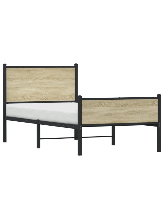 Kovový rám postele bez matrace dub sonoma 80 x 200 cm