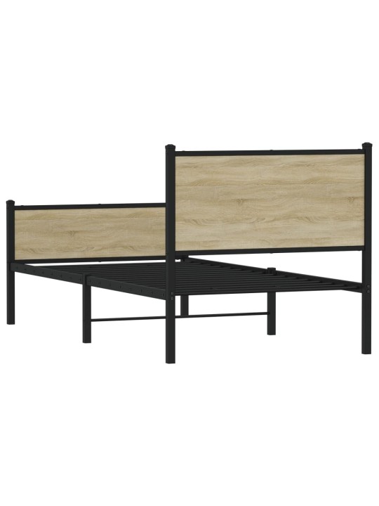 Kovový rám postele bez matrace dub sonoma 90 x 190 cm