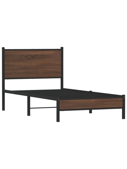 Kovový rám postele bez matrace hnědý dub 75 x 190 cm