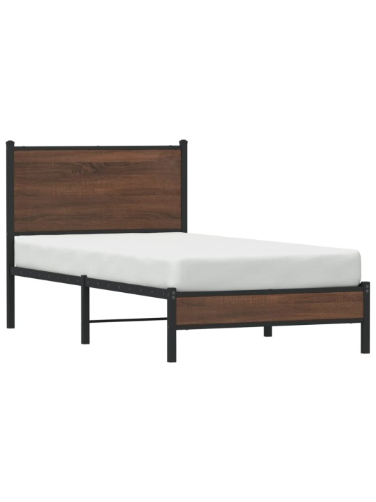 Kovový rám postele bez matrace hnědý dub 75 x 190 cm