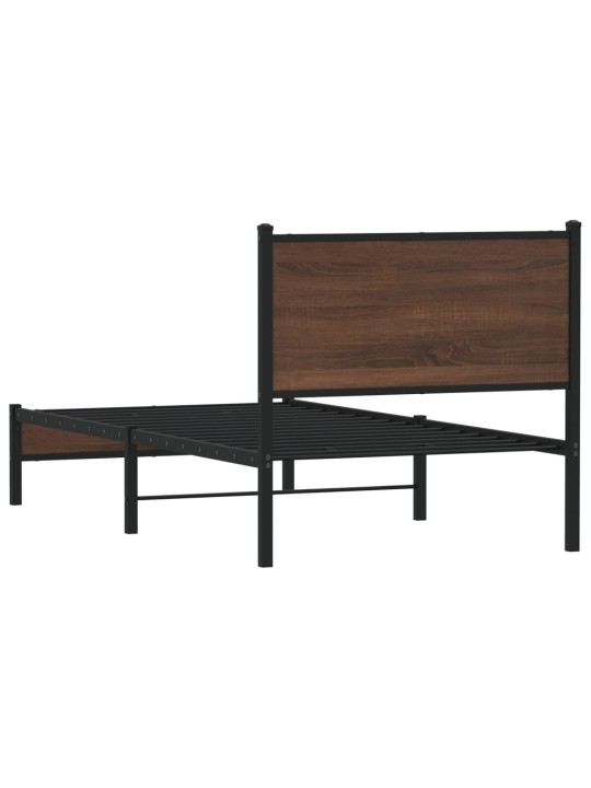 Kovový rám postele bez matrace hnědý dub 90 x 190 cm