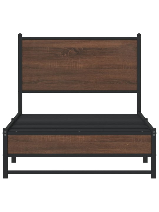 Kovový rám postele bez matrace hnědý dub 75 x 190 cm