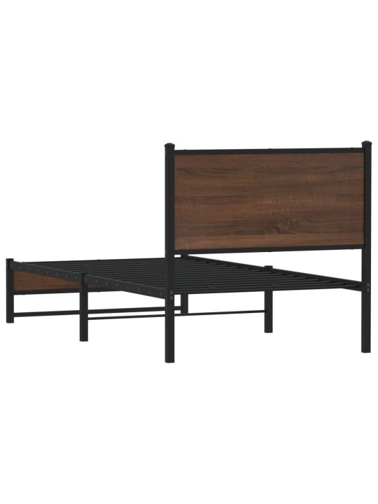 Kovový rám postele bez matrace hnědý dub 90 x 190 cm