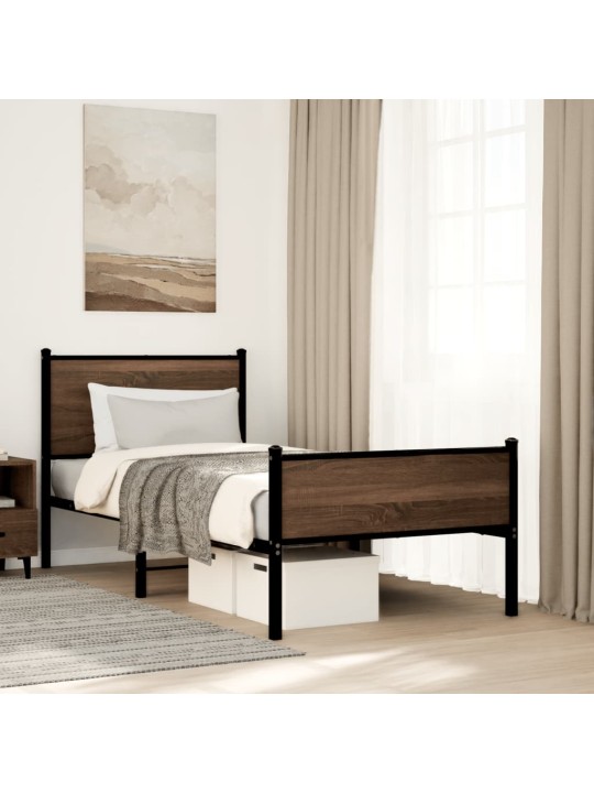 Kovový rám postele bez matrace hnědý dub 80 x 200 cm