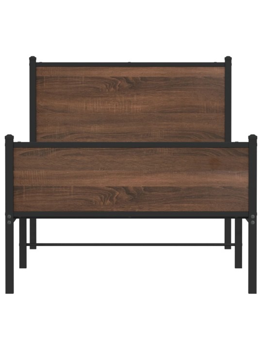 Kovový rám postele bez matrace hnědý dub 90 x 190 cm