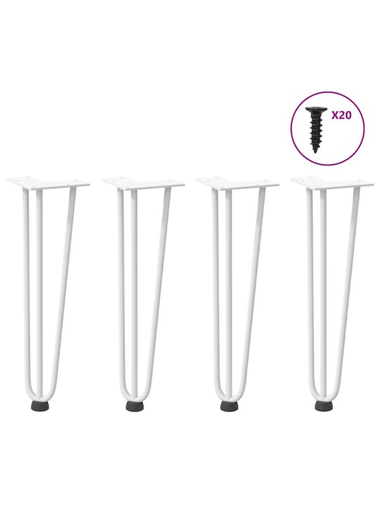 Nohy na konferenční stolek ve tvaru vlásenky 4 ks bílé 42 cm masivní ocel