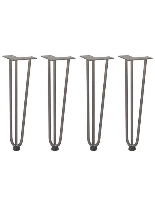 Nohy na konferenční stolek ve tvaru vlásenky 4 ks, přírodní ocel, 42 cm, masivní ocel