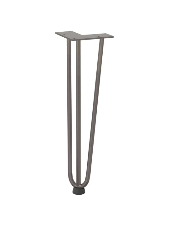 Nohy na konferenční stolek ve tvaru vlásenky 4 ks, přírodní ocel, 42 cm, masivní ocel