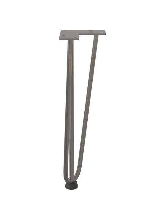 Nohy na konferenční stolek ve tvaru vlásenky 4 ks, přírodní ocel, 42 cm, masivní ocel