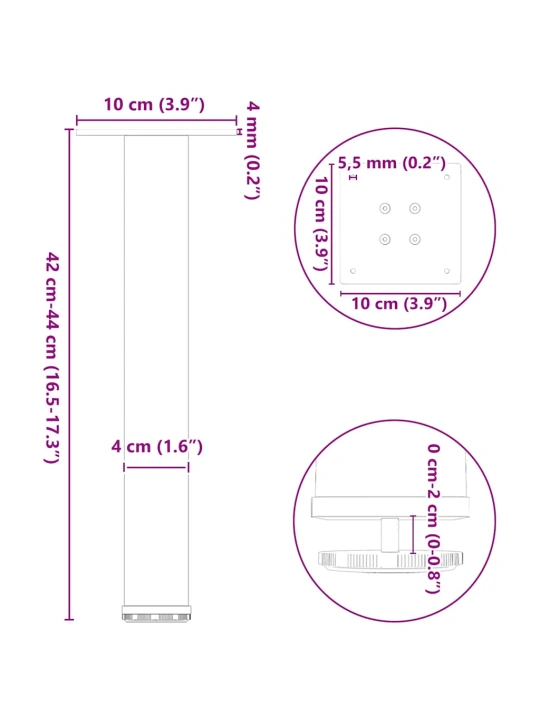 Nohy ke konferenčnímu stolku 4 ks bílé 42-44 cm ocelové