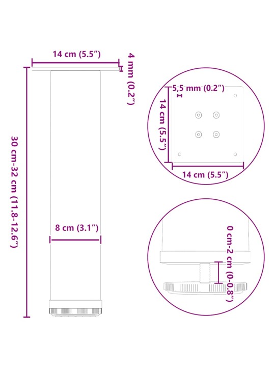 Nohy ke konferenčnímu stolku 4 ks černé 30-32 cm ocelové