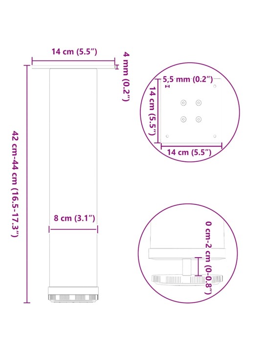 Nohy ke konferenčnímu stolku 4 ks černé 42-44 cm ocelové