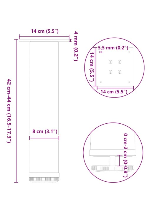 Nohy ke konferenčnímu stolku 4 ks bílé 42-44 cm ocelové