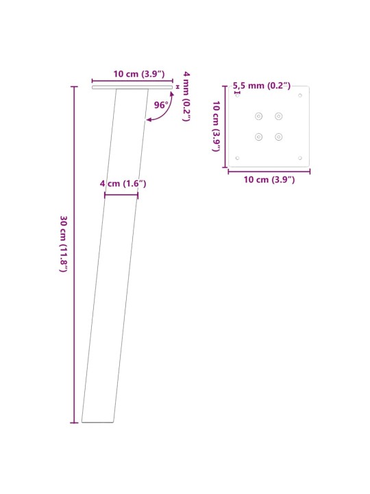 Nohy ke konferenčnímu stolku 4 ks černé 30 cm ocelové