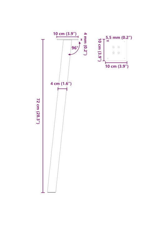 Nohy konzolového stolku 4 ks černé 72 cm ocelové