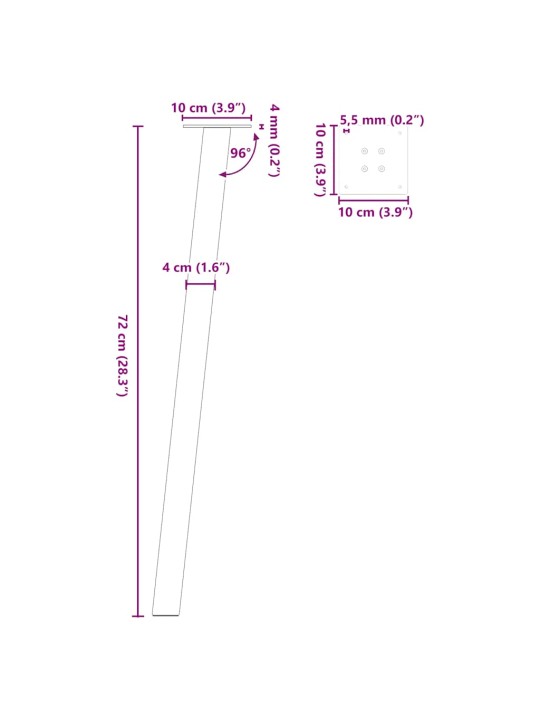 Nohy konzolového stolku 4 ks antracitové 72 cm ocelové