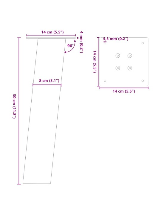 Nohy ke konferenčnímu stolku 4 ks černé 30 cm ocelové