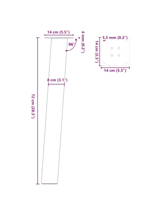 Nohy konzolového stolku 4 ks černé 72 cm ocelové